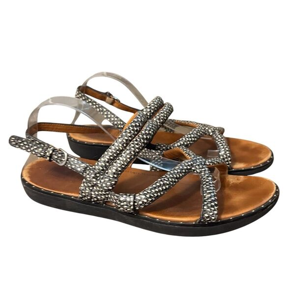 Fitflop Womens Barely Dotted Snake Slingback Sandals Size US 11 Black White - Picture 3 of 9